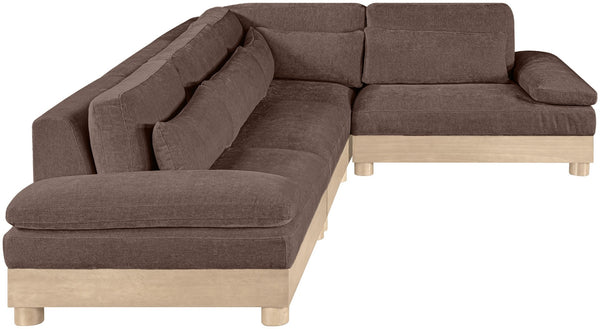 Meridian Furniture Turin Four Piece Modular Sectional Plush Chenille Oak Frame Art Deco Living Room 612Brown-Sec4A