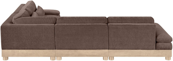 Meridian Furniture Turin Four Piece Modular Sectional Plush Chenille Oak Frame Art Deco Living Room 612Brown-Sec4A
