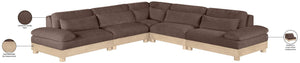 Meridian Furniture Turin Five Piece Chenille Modular Sectional with Oak Legs for Modern Living Rooms 612Brown-Sec5B
