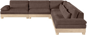 Meridian Furniture Turin Five Piece Chenille Modular Sectional with Oak Legs for Modern Living Rooms 612Brown-Sec5B