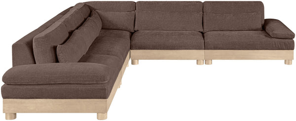 Meridian Furniture Turin Five Piece Chenille Modular Sectional with Oak Legs for Modern Living Rooms 612Brown-Sec5B