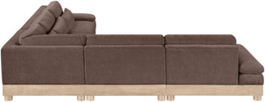 Meridian Furniture Turin Five Piece Chenille Modular Sectional with Oak Legs for Modern Living Rooms 612Brown-Sec5B