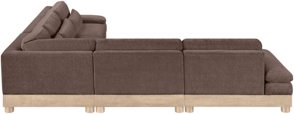 Meridian Furniture Turin Five Piece Chenille Modular Sectional with Oak Legs for Modern Living Rooms 612Brown-Sec5B