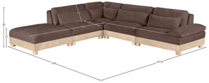 Meridian Furniture Turin Five Piece Modular Sectional Plush Chenille Art Deco Living Room Sofa Set 612Brown-Sec5D