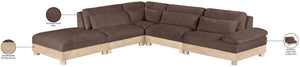 Meridian Furniture Turin Five Piece Modular Sectional Plush Chenille Art Deco Living Room Sofa Set 612Brown-Sec5D