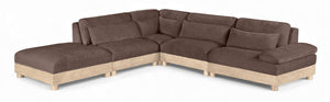 Meridian Furniture Turin Five Piece Modular Sectional Plush Chenille Art Deco Living Room Sofa Set 612Brown-Sec5D