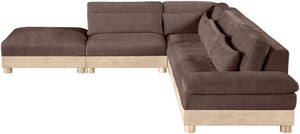 Meridian Furniture Turin Five Piece Modular Sectional Plush Chenille Art Deco Living Room Sofa Set 612Brown-Sec5D