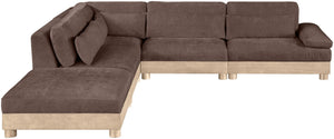 Meridian Furniture Turin Five Piece Modular Sectional Plush Chenille Art Deco Living Room Sofa Set 612Brown-Sec5D