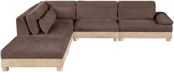 Meridian Furniture Turin Five Piece Modular Sectional Plush Chenille Art Deco Living Room Sofa Set 612Brown-Sec5D