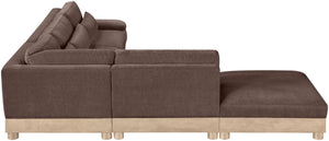 Meridian Furniture Turin Five Piece Modular Sectional Plush Chenille Art Deco Living Room Sofa Set 612Brown-Sec5D