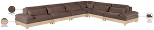 Meridian Furniture Turin Six Piece Modular Sectional Plush Chenille Upholstery Oak Frame Living Room 612Brown-Sec6A