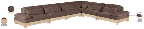 Meridian Furniture Turin Six Piece Modular Sectional Plush Chenille Upholstery Oak Frame Living Room 612Brown-Sec6A