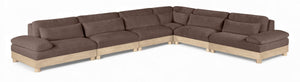 Meridian Furniture Turin Six Piece Modular Sectional Plush Chenille Upholstery Oak Frame Living Room 612Brown-Sec6A