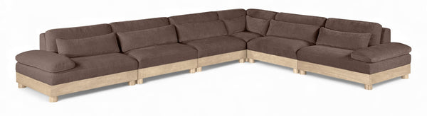 Meridian Furniture Turin Six Piece Modular Sectional Plush Chenille Upholstery Oak Frame Living Room 612Brown-Sec6A