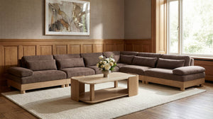Meridian Furniture Turin Six Piece Modular Sectional Plush Chenille Upholstery Oak Frame Living Room 612Brown-Sec6A