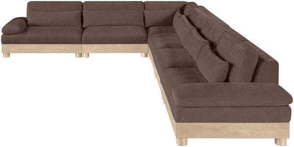 Meridian Furniture Turin Six Piece Modular Sectional Plush Chenille Upholstery Oak Frame Living Room 612Brown-Sec6A