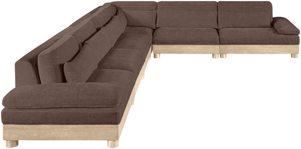 Meridian Furniture Turin Six Piece Modular Sectional Plush Chenille Upholstery Oak Frame Living Room 612Brown-Sec6A