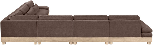 Meridian Furniture Turin Six Piece Modular Sectional Plush Chenille Upholstery Oak Frame Living Room 612Brown-Sec6A