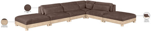Meridian Furniture Turin Six Piece Chenille Modular Sectional with Oak Legs Art Deco Living Room Sofa 612Brown-Sec6B