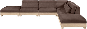 Meridian Furniture Turin Six Piece Chenille Modular Sectional with Oak Legs Art Deco Living Room Sofa 612Brown-Sec6B