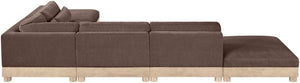 Meridian Furniture Turin Six Piece Chenille Modular Sectional with Oak Legs Art Deco Living Room Sofa 612Brown-Sec6B