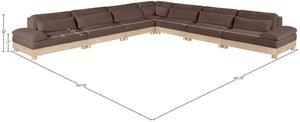 Meridian Furniture Turin Seven Piece Chenille Modular Sectional with Oak Legs for Spacious Living Rooms 612Brown-Sec7A