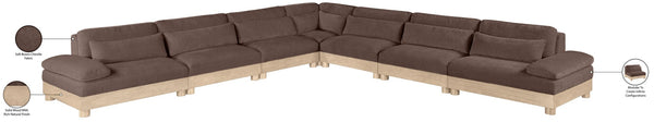 Meridian Furniture Turin Seven Piece Chenille Modular Sectional with Oak Legs for Spacious Living Rooms 612Brown-Sec7A