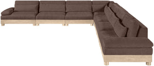 Meridian Furniture Turin Seven Piece Chenille Modular Sectional with Oak Legs for Spacious Living Rooms 612Brown-Sec7A