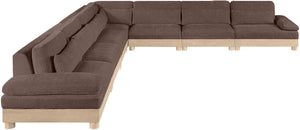 Meridian Furniture Turin Seven Piece Chenille Modular Sectional with Oak Legs for Spacious Living Rooms 612Brown-Sec7A