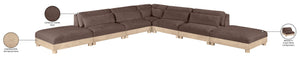 Meridian Furniture Turin Seven Piece Modular Sectional Plush Chenille Art Deco Low Profile Living Room 612Brown-Sec7B