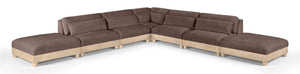 Meridian Furniture Turin Seven Piece Modular Sectional Plush Chenille Art Deco Low Profile Living Room 612Brown-Sec7B