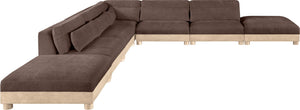 Meridian Furniture Turin Seven Piece Modular Sectional Plush Chenille Art Deco Low Profile Living Room 612Brown-Sec7B