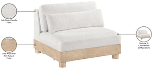 Meridian Furniture Turin Chenille Armless Modular Chair Art Deco Oak Frame Plush Living Room Seating Cream 612 612Cream-Armless