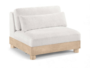 Meridian Furniture Turin Chenille Armless Modular Chair Art Deco Oak Frame Plush Living Room Seating Cream 612 612Cream-Armless