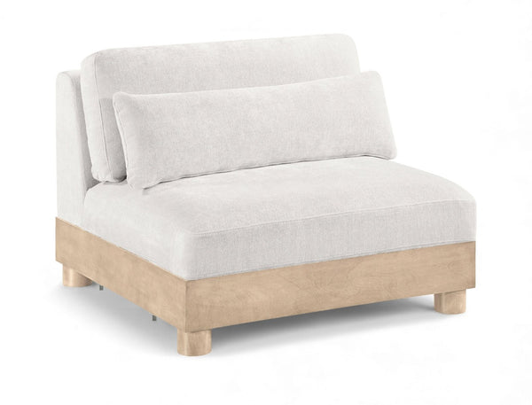Meridian Furniture Turin Chenille Armless Modular Chair Art Deco Oak Frame Plush Living Room Seating Cream 612 612Cream-Armless