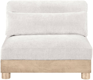 Meridian Furniture Turin Chenille Armless Modular Chair Art Deco Oak Frame Plush Living Room Seating Cream 612 612Cream-Armless