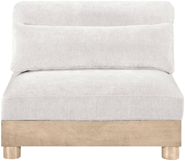 Meridian Furniture Turin Chenille Armless Modular Chair Art Deco Oak Frame Plush Living Room Seating Cream 612 612Cream-Armless