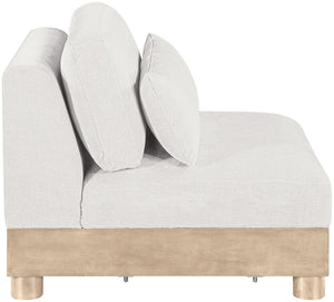 Meridian Furniture Turin Chenille Armless Modular Chair Art Deco Oak Frame Plush Living Room Seating Cream 612 612Cream-Armless