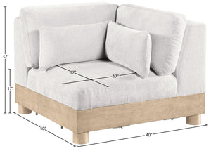 Meridian Furniture Turin Modular Corner Chair Art Deco Chenille Upholstery Low Profile Sectional Living Room Cream - B 612Cream-Corner