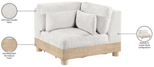 Meridian Furniture Turin Modular Corner Chair Art Deco Chenille Upholstery Low Profile Sectional Living Room Cream - B 612Cream-Corner