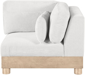 Meridian Furniture Turin Modular Corner Chair Art Deco Chenille Upholstery Low Profile Sectional Living Room Cream - B 612Cream-Corner