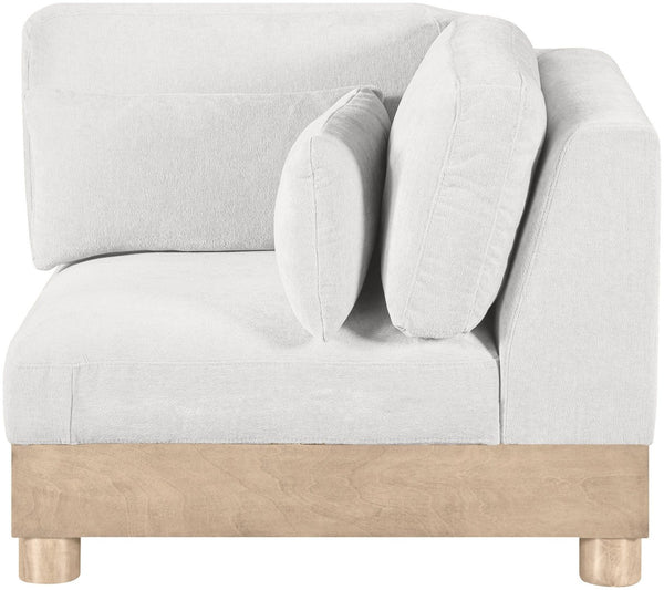 Meridian Furniture Turin Modular Corner Chair Art Deco Chenille Upholstery Low Profile Sectional Living Room Cream - B 612Cream-Corner
