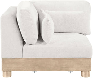 Meridian Furniture Turin Modular Corner Chair Art Deco Chenille Upholstery Low Profile Sectional Living Room Cream - B 612Cream-Corner