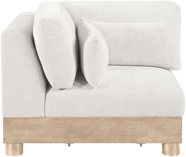 Meridian Furniture Turin Modular Corner Chair Art Deco Chenille Upholstery Low Profile Sectional Living Room Cream - B 612Cream-Corner