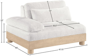 Meridian Furniture Turin Art Deco Modular Left Arm Chair Plush Chenille Upholstery for Living Room Sectionals Cream - B 612Cream-LAF