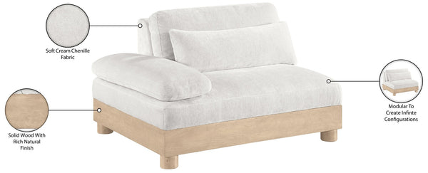 Meridian Furniture Turin Art Deco Modular Left Arm Chair Plush Chenille Upholstery for Living Room Sectionals Cream - B 612Cream-LAF
