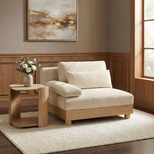 Meridian Furniture Turin Art Deco Modular Left Arm Chair Plush Chenille Upholstery for Living Room Sectionals Cream - B 612Cream-LAF