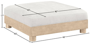 Meridian Furniture Turin Chenille Modular Ottoman Art Deco Low Profile Piece for Living Room Sectional Layouts Cream - B 612Cream-Ott