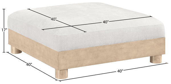 Meridian Furniture Turin Chenille Modular Ottoman Art Deco Low Profile Piece for Living Room Sectional Layouts Cream - B 612Cream-Ott