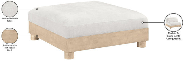 Meridian Furniture Turin Chenille Modular Ottoman Art Deco Low Profile Piece for Living Room Sectional Layouts Cream - B 612Cream-Ott